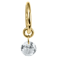 Titanium Hinged Clicker Ring with Titanium Floating Round Gem Charm