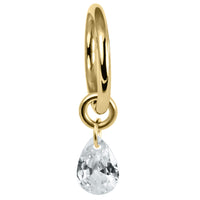 Titanium Hinged Clicker Ring with Titanium Floating Teardrop Gem Charm