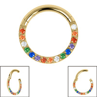 Titanium Pave Set Rainbow Eternity Hinged Clicker Ring