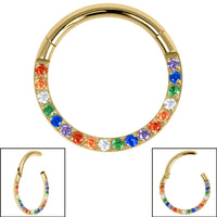 Titanium Pave Set Rainbow Eternity Hinged Clicker Ring
