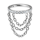 Titanium Side Jewelled Orbit Triple Loop Chain Hinged Clicker Ring