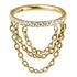 Titanium Side Jewelled Orbit Triple Loop Chain Hinged Clicker Ring