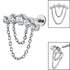 Titanium Internally Threaded Labrets 1.2mm - Titanium Double Chain Floating 5 Jewelled Curve