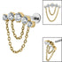 Titanium Internally Threaded Labrets 1.2mm - Titanium Double Chain Floating 5 Jewelled Curve