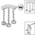 Titanium Internally Threaded Labrets 1.2mm - Titanium 3 Jewel Chain Drop