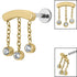 Titanium Internally Threaded Labrets 1.2mm - Titanium 3 Jewel Chain Drop