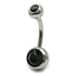 Steel Double Jewelled Belly Bar 6mm