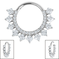 Titanium Verity Princess Jewelled Hinged Clicker Ring