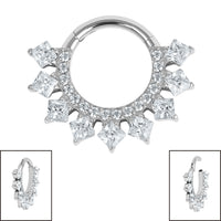 Titanium Verity Princess Jewelled Hinged Clicker Ring