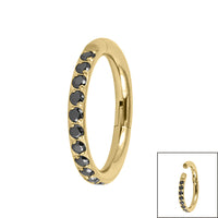 Gold Titanium 1.2mm Pave Set Jewelled Edge Hinged Clicker Ring