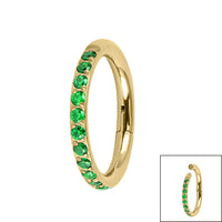 Gold Titanium 1.2mm Pave Set Jewelled Edge Hinged Clicker Ring