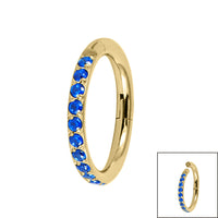 Gold Titanium 1.2mm Pave Set Jewelled Edge Hinged Clicker Ring