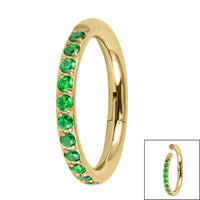 Gold Titanium 1.2mm Pave Set Jewelled Edge Hinged Clicker Ring