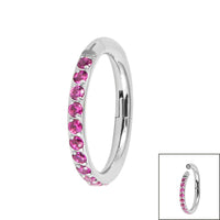 Titanium 1.2mm Pave Set Jewelled Edge Hinged Clicker Ring