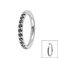 Titanium 1.2mm Pave Set Jewelled Edge Hinged Clicker Ring