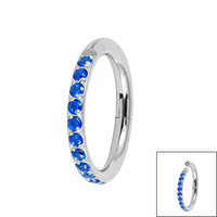 Titanium 1.2mm Pave Set Jewelled Edge Hinged Clicker Ring