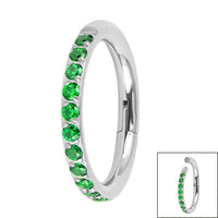Titanium 1.2mm Pave Set Jewelled Edge Hinged Clicker Ring