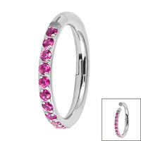 Titanium 1.2mm Pave Set Jewelled Edge Hinged Clicker Ring