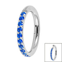 Titanium 1.2mm Pave Set Jewelled Edge Hinged Clicker Ring
