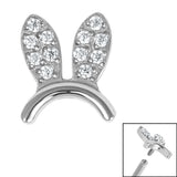 Titanium Claw Set Jewelled Bunny Ears for Internal Thread shafts in 1.2mm