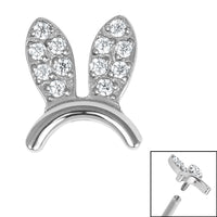 Titanium Claw Set Jewelled Bunny Ears for Internal Thread shafts in 1.2mm
