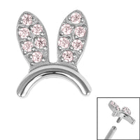 Titanium Claw Set Jewelled Bunny Ears for Internal Thread shafts in 1.2mm