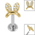 Titanium Internally Threaded Labrets 1.2mm - Titanium Claw Set Jewelled Bunny Ears
