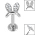 Titanium Internally Threaded Labrets 1.2mm - Titanium Claw Set Jewelled Bunny Ears
