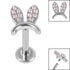 Titanium Internally Threaded Labrets 1.2mm - Titanium Claw Set Jewelled Bunny Ears