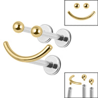 Titanium Internally Threaded Labrets 1.2mm - Titanium Smiley Face Pack