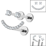 Titanium Internally Threaded Labrets 1.2mm - Titanium Jewelled Smiley Face Pack
