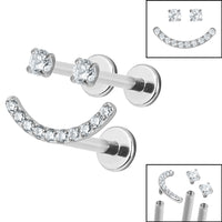 Titanium Internally Threaded Labrets 1.2mm - Titanium Jewelled Smiley Face Pack