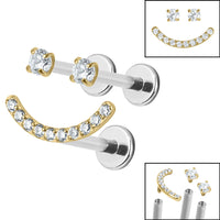 Titanium Internally Threaded Labrets 1.2mm - Titanium Jewelled Smiley Face Pack
