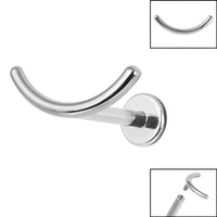 Titanium Internally Threaded Labrets 1.2mm - Titanium Smile Curved Bar