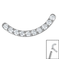 Titanium Claw Set Jewelled Smile Curved Bar for Internal Thread shafts in 1.2mm