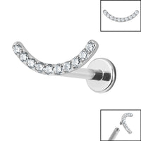 Titanium Internally Threaded Labrets 1.2mm - Titanium Claw Set Jewelled Smile Curved Bar