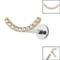 Titanium Internally Threaded Labrets 1.2mm - Titanium Claw Set Jewelled Smile Curved Bar