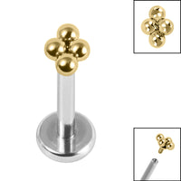 Titanium Internally Threaded Labrets 1.2mm - Titanium Asia Diamond Ball
