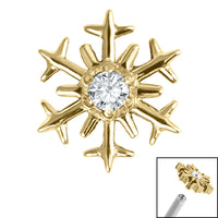 Titanium Claw Set Jewelled Snowflake Top for Internal Thread shafts in 1.2mm