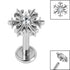 Titanium Internally Threaded Labrets 1.2mm - Titanium Claw Set Jewelled Snowflake