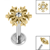 Titanium Internally Threaded Labrets 1.2mm - Titanium Claw Set Jewelled Snowflake