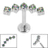 Titanium Internally Threaded Labrets 1.2mm - Titanium Floating 5 Jewel Curve
