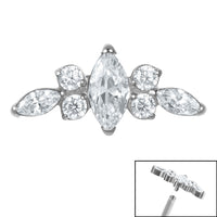 Titanium Claw Set Jewelled Tiara for Internal Thread shafts in 1.2mm