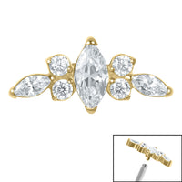 Titanium Claw Set Jewelled Tiara for Internal Thread shafts in 1.2mm