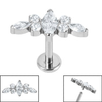 Titanium Internally Threaded Labrets 1.2mm - Titanium Claw Set Jewelled Tiara