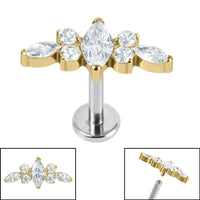Titanium Internally Threaded Labrets 1.2mm - Titanium Claw Set Jewelled Tiara