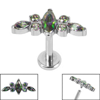 Titanium Internally Threaded Labrets 1.2mm - Titanium Claw Set Jewelled Tiara