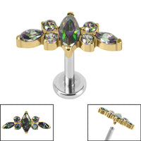 Titanium Internally Threaded Labrets 1.2mm - Titanium Claw Set Jewelled Tiara