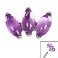 Titanium Claw Set 3 Stone Marquise Fan for Internal Thread shafts in 1.2mm