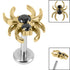Titanium Internally Threaded Labrets 1.2mm - Titanium Claw Set Jewelled Spider